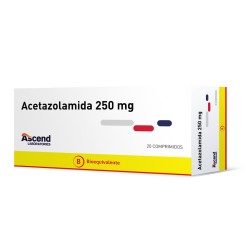 Acetazolamida (B) 250mg 20 Comprimidos  / PRECIO POR UNIDAD DE MEDIDA / $ 189.- valor por unidad