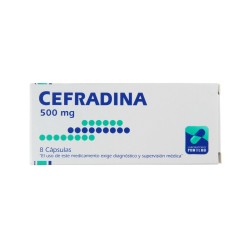 Cefradina 500mg 8 Cápsulas  / PRECIO POR UNIDAD DE MEDIDA / $ 187.- valor por unidad