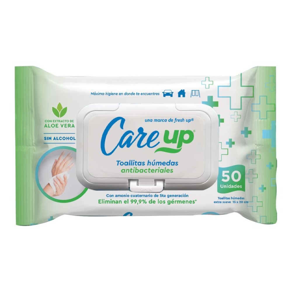 Care Up Toallas Húmedas Antibacteriales 50 Unidades