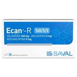 Ecan-R Valsarantan 160mg Amlodipino 5mg Rosuvastatina 5mg 30 Comprimidos Recubiertos