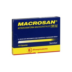 Macrosan (B) Nitrofurantoina 100mg 15 Cápsulas / PRECIO POR UNIDAD DE MEDIDA / $ 365.- valor por unidad