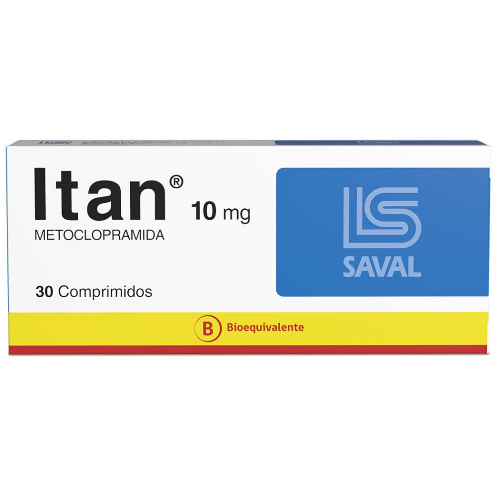Itan (B) Metoclopramida 10mg 30 Comprimidos  / PRECIO POR UNIDAD DE MEDIDA / $ 183.- valor por unidad