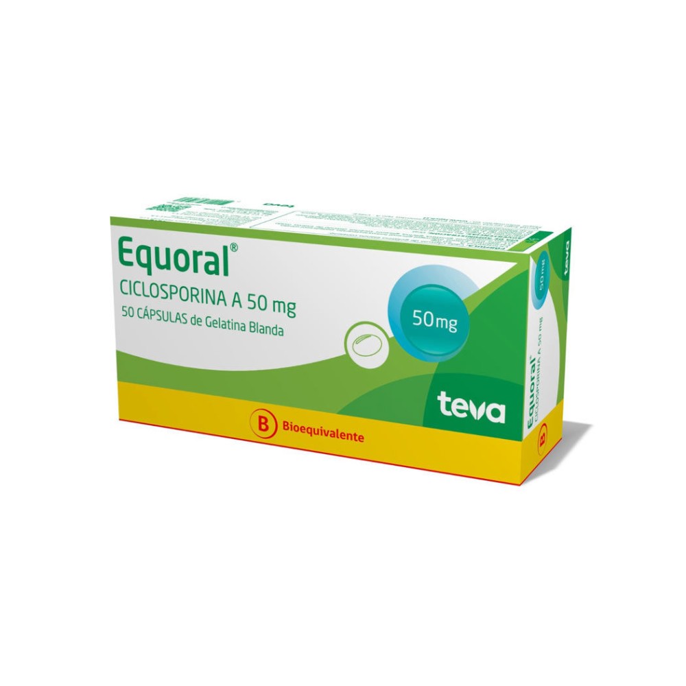 Equoral (B) Ciclosporina 50mg 50 Cápsulas de Gelatina Blanda