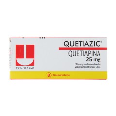 Quetiazic (B) Quetiapina 25mg 30 Comprimidos Recubiertos  / PRECIO POR UNIDAD DE MEDIDA / $ 317.- valor por unidad
