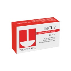 Lertus Diclofenaco Sódico 50mg 30 Comprimidos Recubiertos  / PRECIO POR UNIDAD DE MEDIDA / $ 422.- valor por unidad