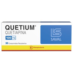 Quetium (B) Quetiapina 100mg 30 Comprimidos Recubiertos  / PRECIO POR UNIDAD DE MEDIDA / $ 469.- valor por unidad