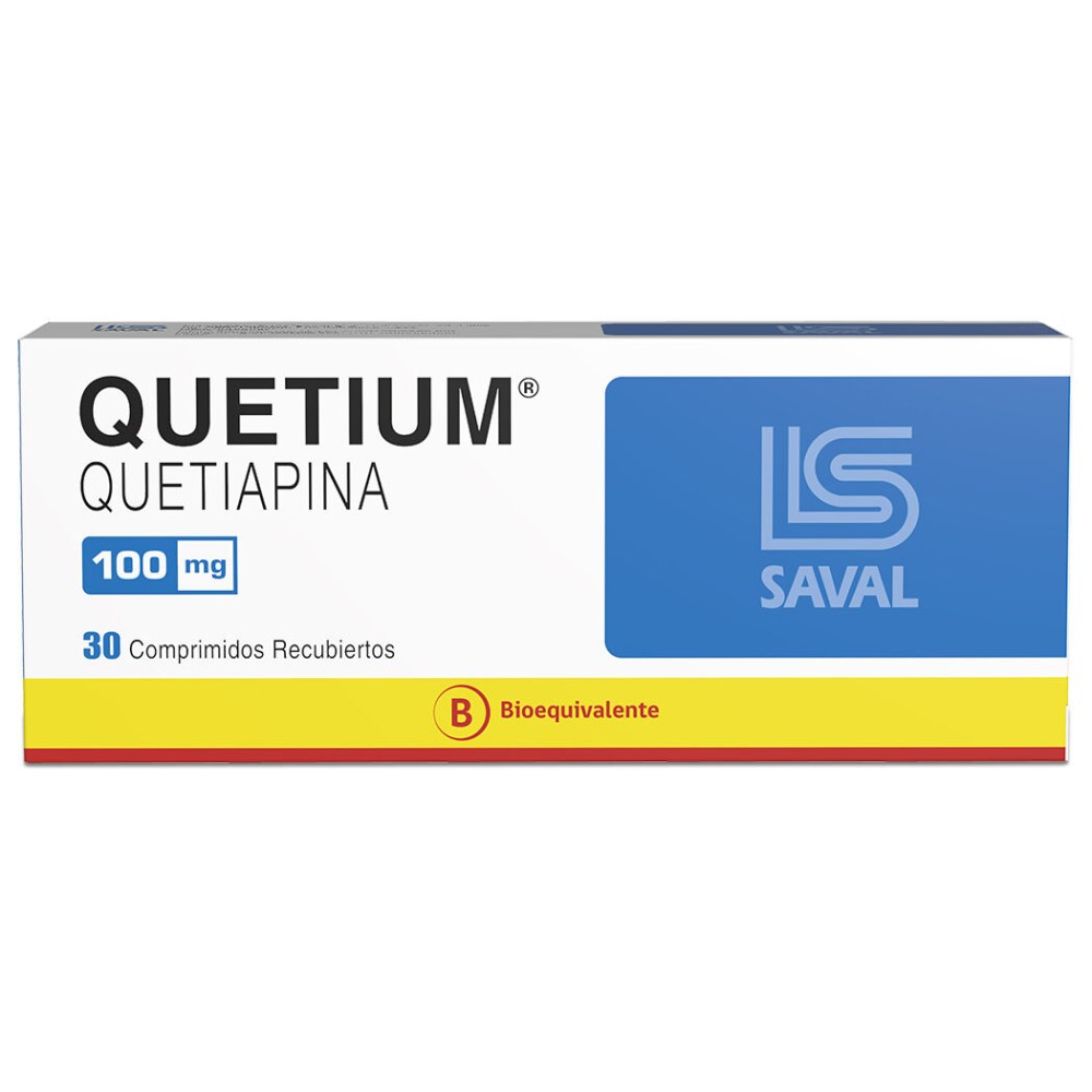Quetium (B) Quetiapina 100mg 30 Comprimidos Recubiertos  / PRECIO POR UNIDAD DE MEDIDA / $ 469.- valor por unidad