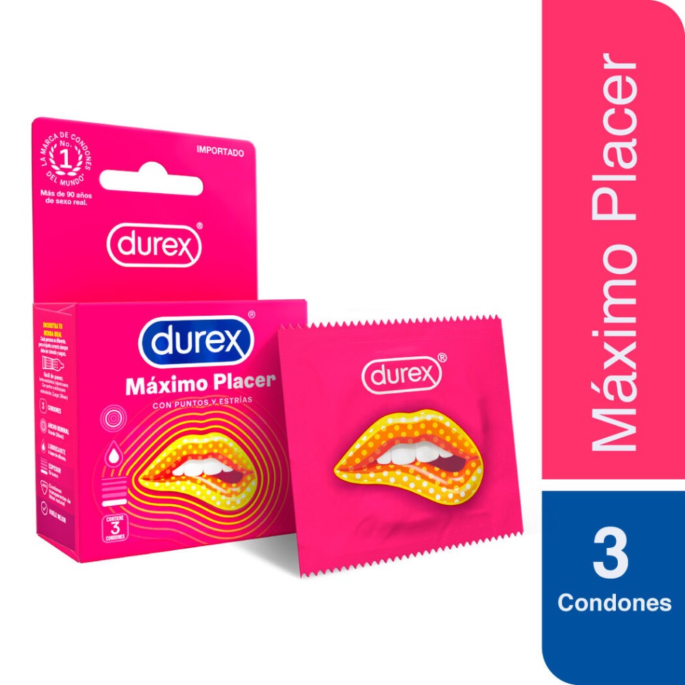 Condones Durex Máximo Placer 3 Unidades Condones Durex Máximo Placer 3 Unidades