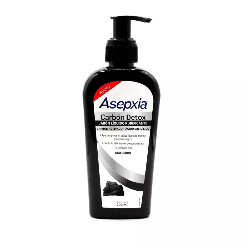 Jabón Líquido Purificante Asepxia Carbón 200ml Jabón Líquido Purificante Asepxia Carbón 200ml