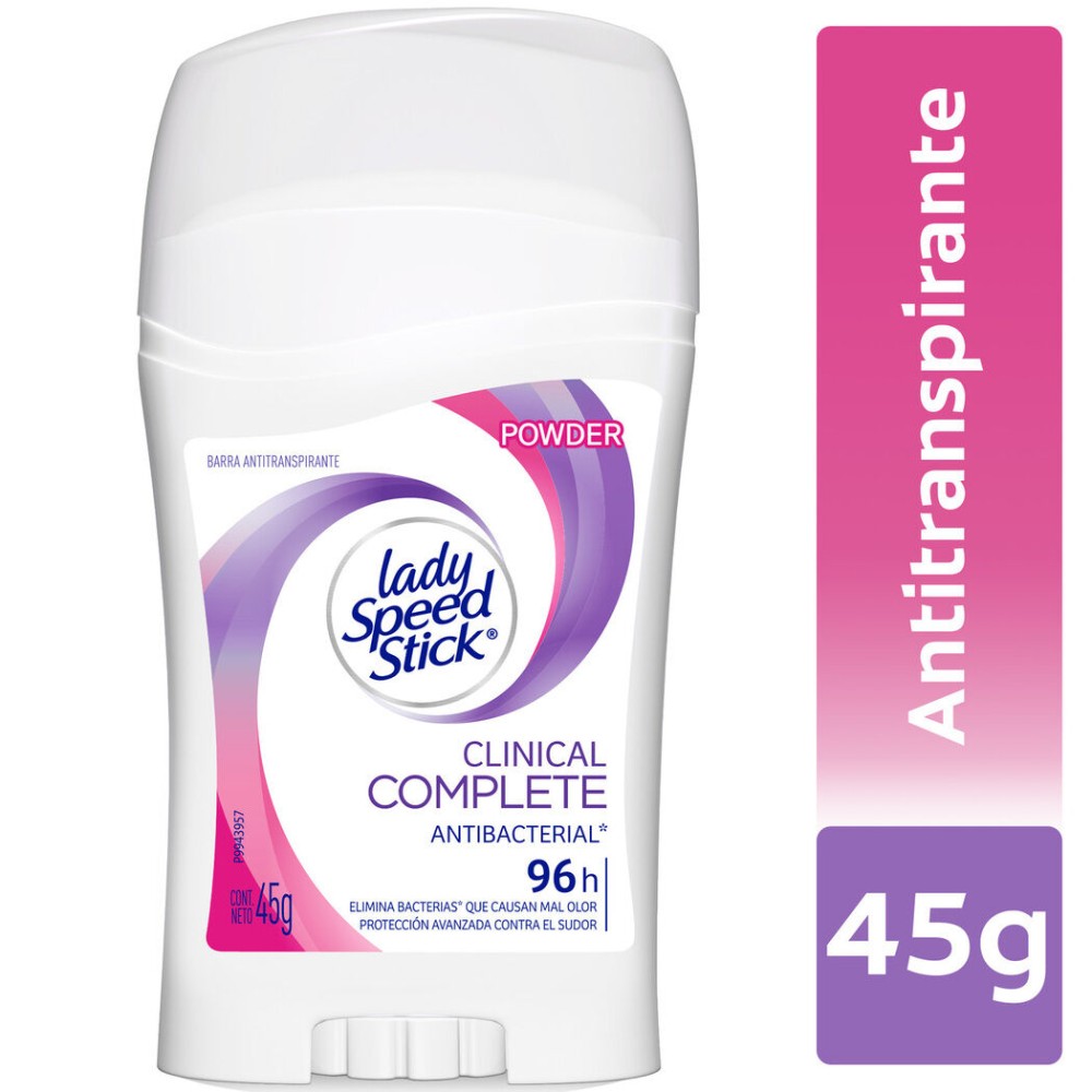 Desodorante Lady Speed Stick Clinical Complete Antibacterial Powder Barra 45g