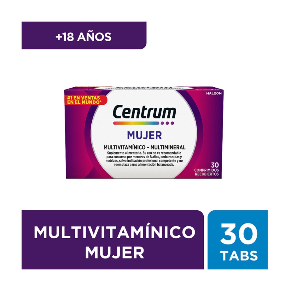 Centrum Mujer Multivitamínico con Vitaminas y Minerales 30 Comprimidos