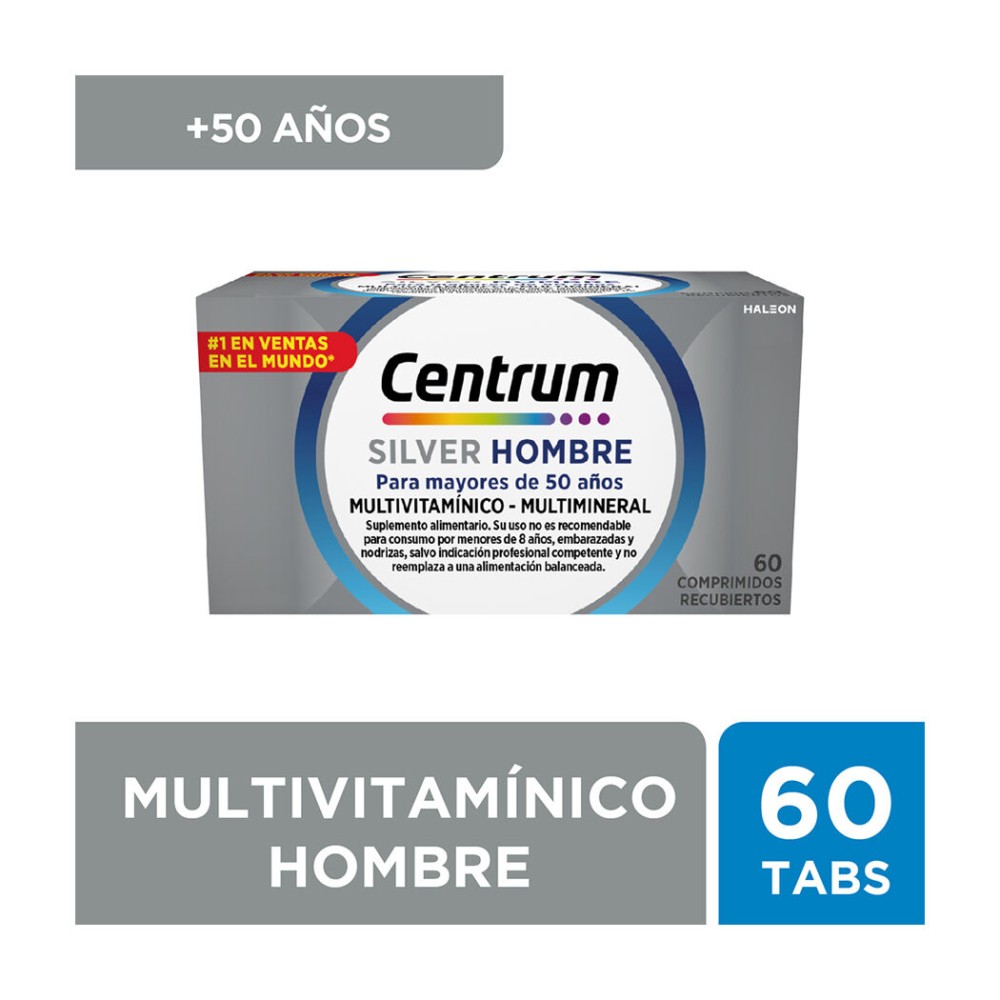 Multivitamínico Centrum Silver Hombre +50 Años 60 Comprimidos Recubiertos