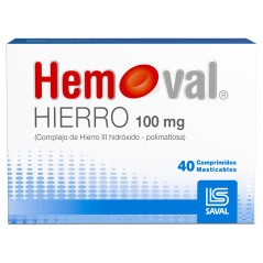 Hemoval Hierro 100mg 40 Comprimidos Masticables