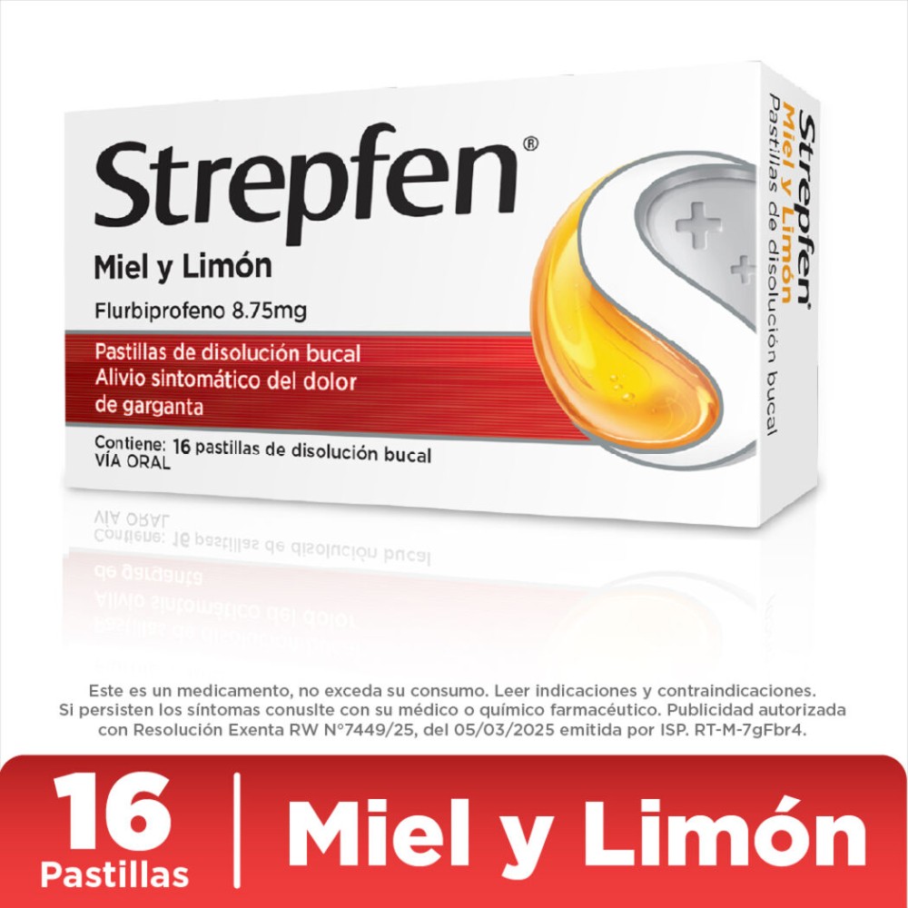 Strepfen Flurbiprofeno 8.75mg Miel y Limón 16 Comprimidos