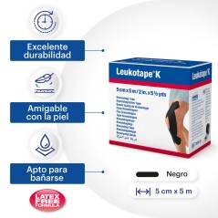 Leukotape K Venda Negro 5cmx5m