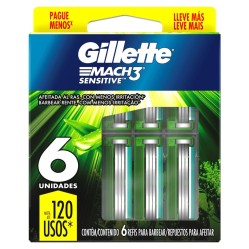 Gillette Repuesto Mach3 Sensitive 6 Unidades