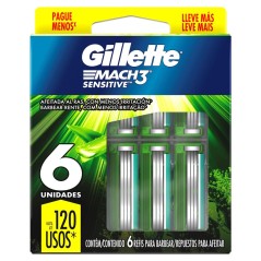 Gillette Repuesto Mach3 Sensitive 6 Unidades