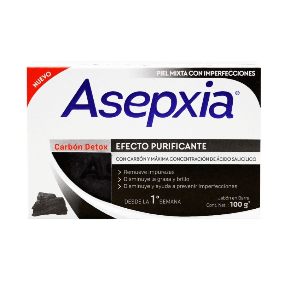 Asepxia Jabón de Carbón para Piel Mixta 100g Asepxia Jabón de Carbón para Piel Mixta 100g