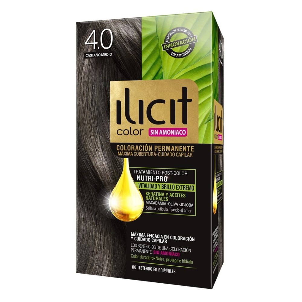 Tintura Ilicit Sin Amoníaco 4/0 Castaño Medio Tintura Ilicit Sin Amoníaco 4/0 Castaño Medio