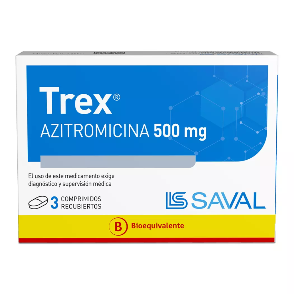 Trex (B) Azitromicina 500mg 3 Comprimidos Recubiertos