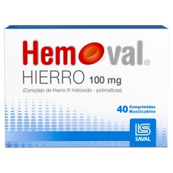 Hemoval Hierro 100mg 40 Comprimidos Masticables
