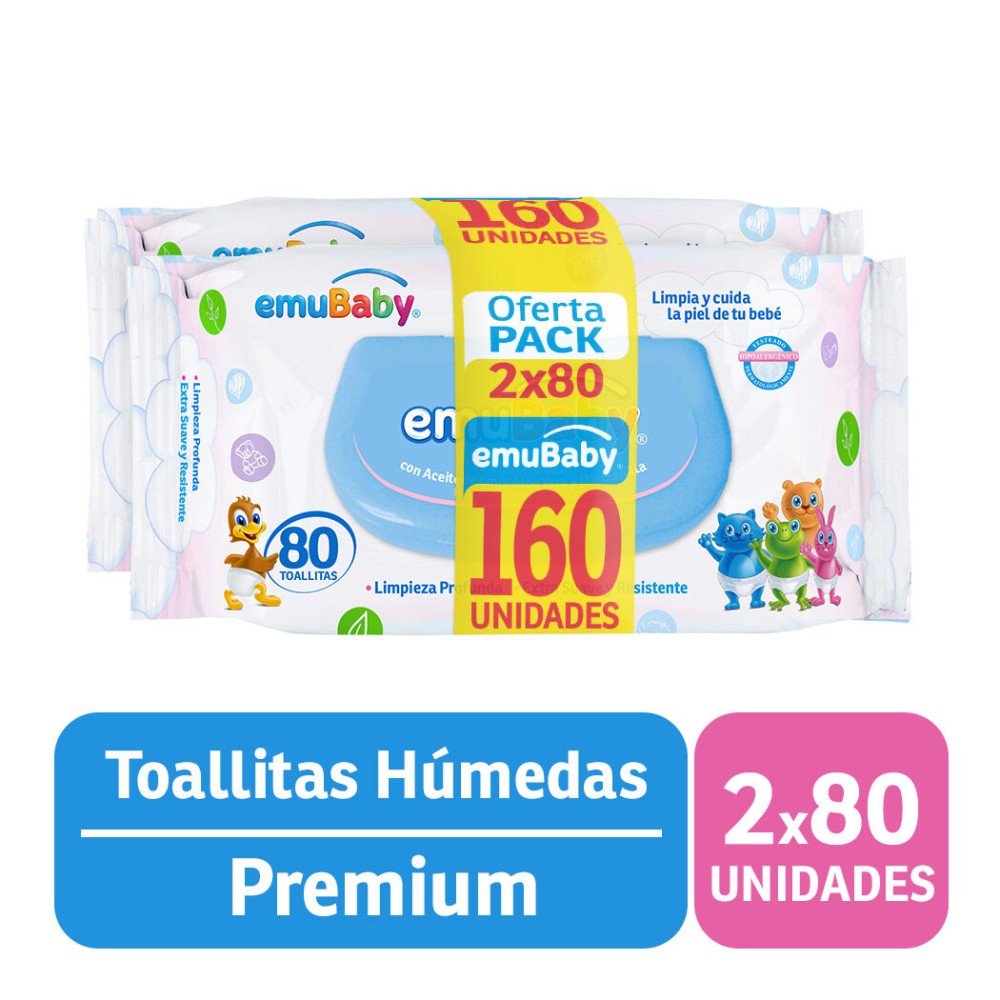 Toallitas Húmedas Para Bebés Pack 2 por 80 Unidades Toallitas Húmedas Para Bebés Pack 2 por 80 Unidades