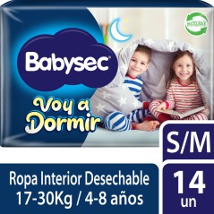 Pañales Babysec Voy a Dormir Pants Talla S/M 14 Unidades