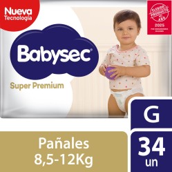Pañales Babysec Super Premium Confort Care Talla G 34 Unidades