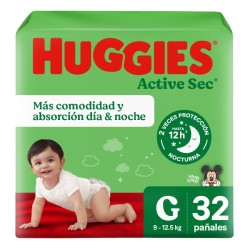 Pañales Huggies Active Sec Talla G 32 Unidades