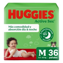 Pañales Huggies Active Sec Talla M 36 Unidades