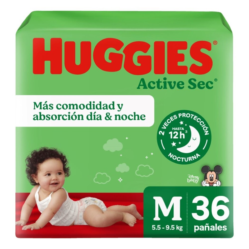 Pañales Huggies Active Sec Talla M 36 Unidades