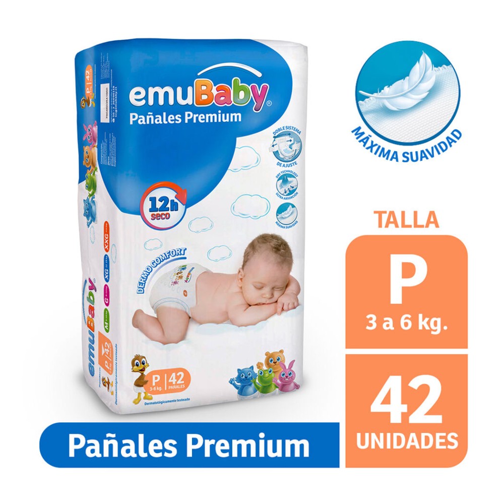 Pañal Desechable Emubaby Premium Talla P 42 Unidades Pañal Desechable Emubaby Premium Talla P 42 Unidades
