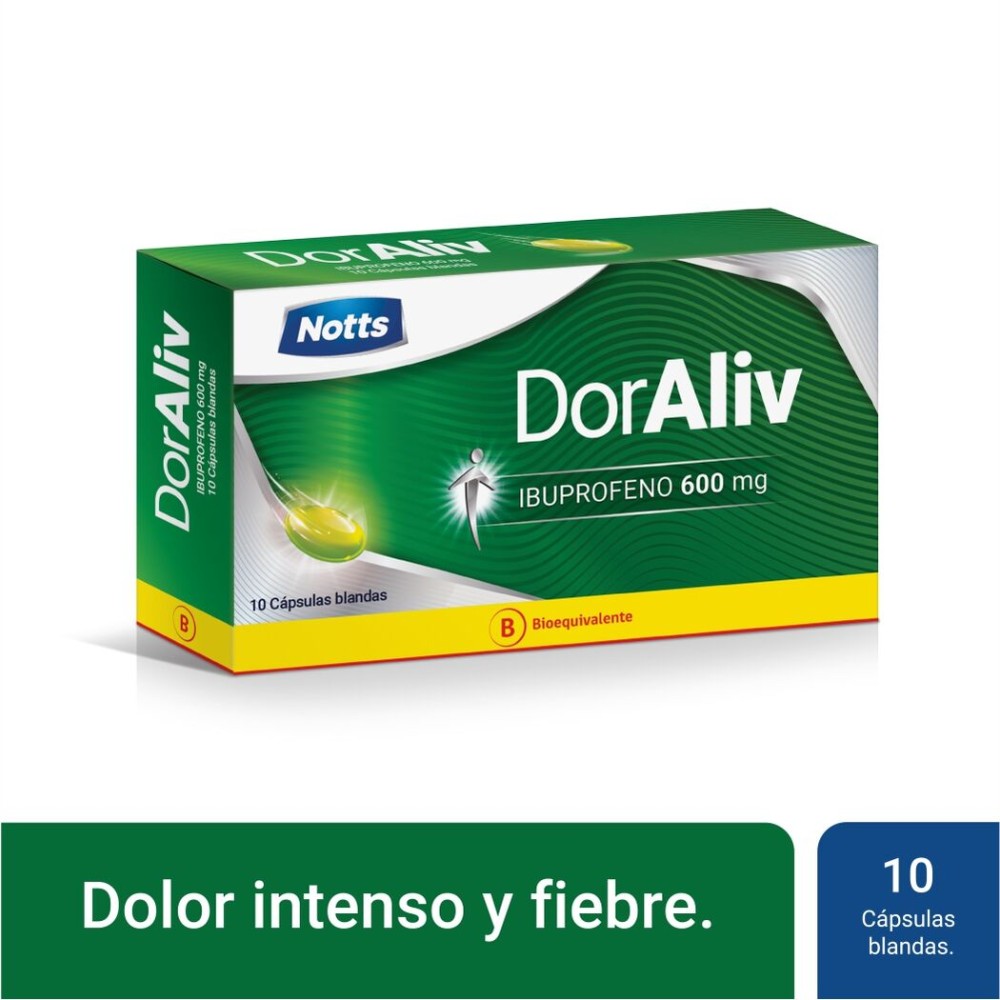 DorAliv (B) Ibuprofeno 600mg 10 Cápsulas Blandas