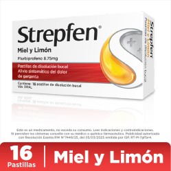 Strepfen Flurbiprofeno 8.75mg Miel y Limón 16 Comprimidos