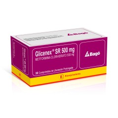 Glicenex SR (B) Metformina 500mg 30 Comprimidos Prolongados