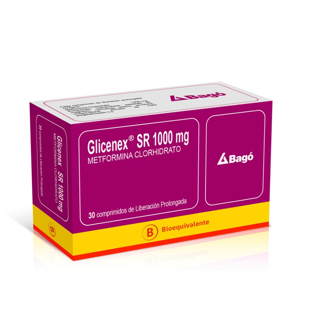 Glicenex SR (B) Metformina 1000mg 30 Comprimidos Prolongados