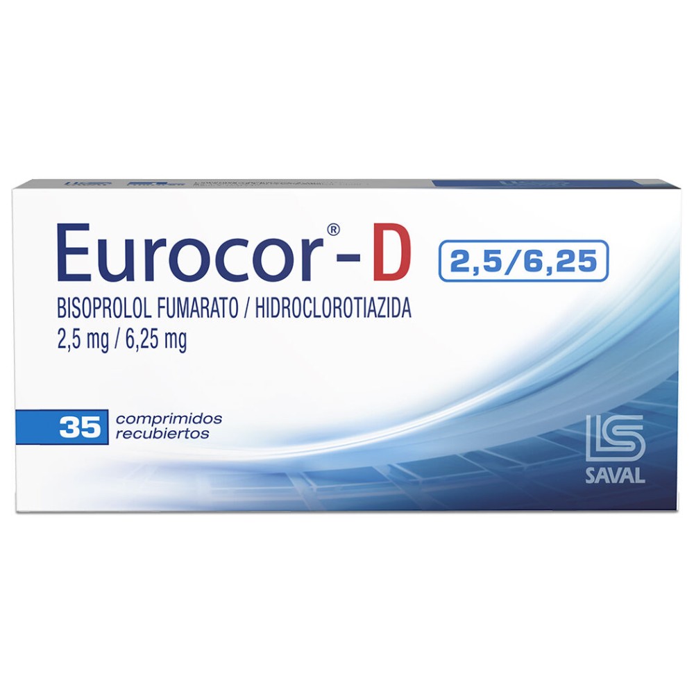 Eurocor-D Bisoprolol / Hidroclorotiazida 2.5/6.25 35 Comprimidos Recubiertos