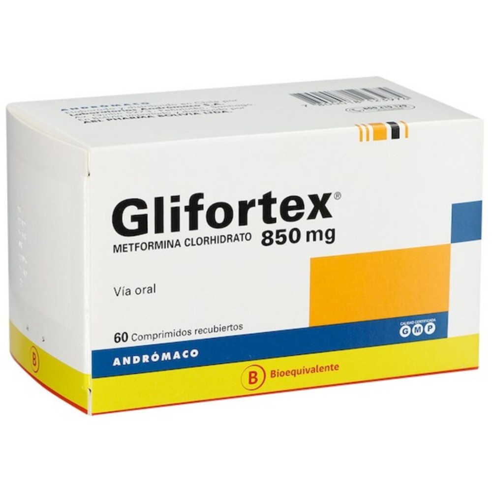 Glifortex (B) Metformina 850mg 60 Comprimidos Recubiertos