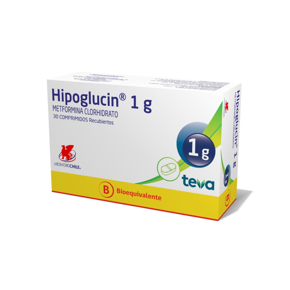 Hipoglucin 1g (B) Metformina 1000mg 30 Comprimidos Recubiertos