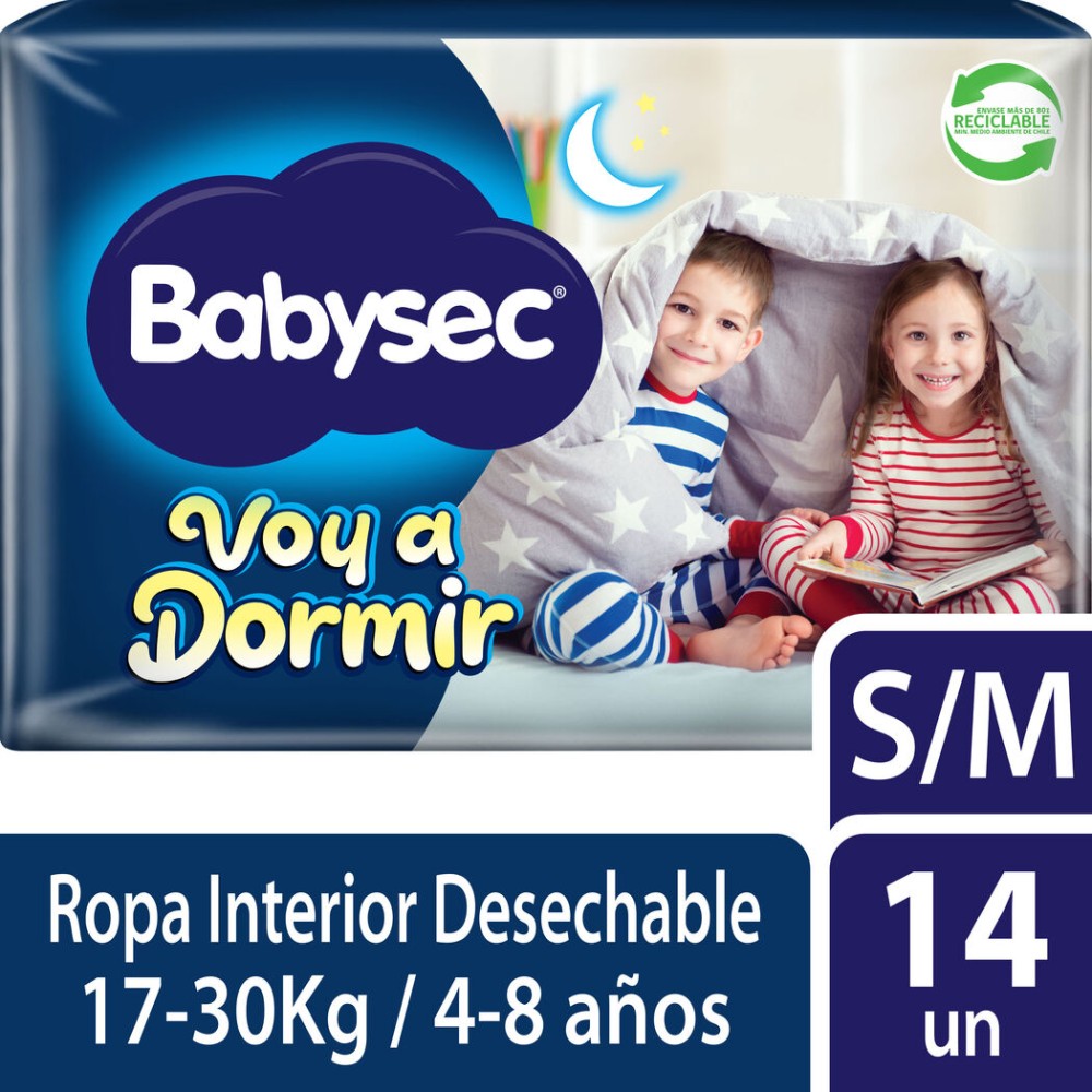 Pañales Babysec Voy a Dormir Pants Talla S/M 14 Unidades
