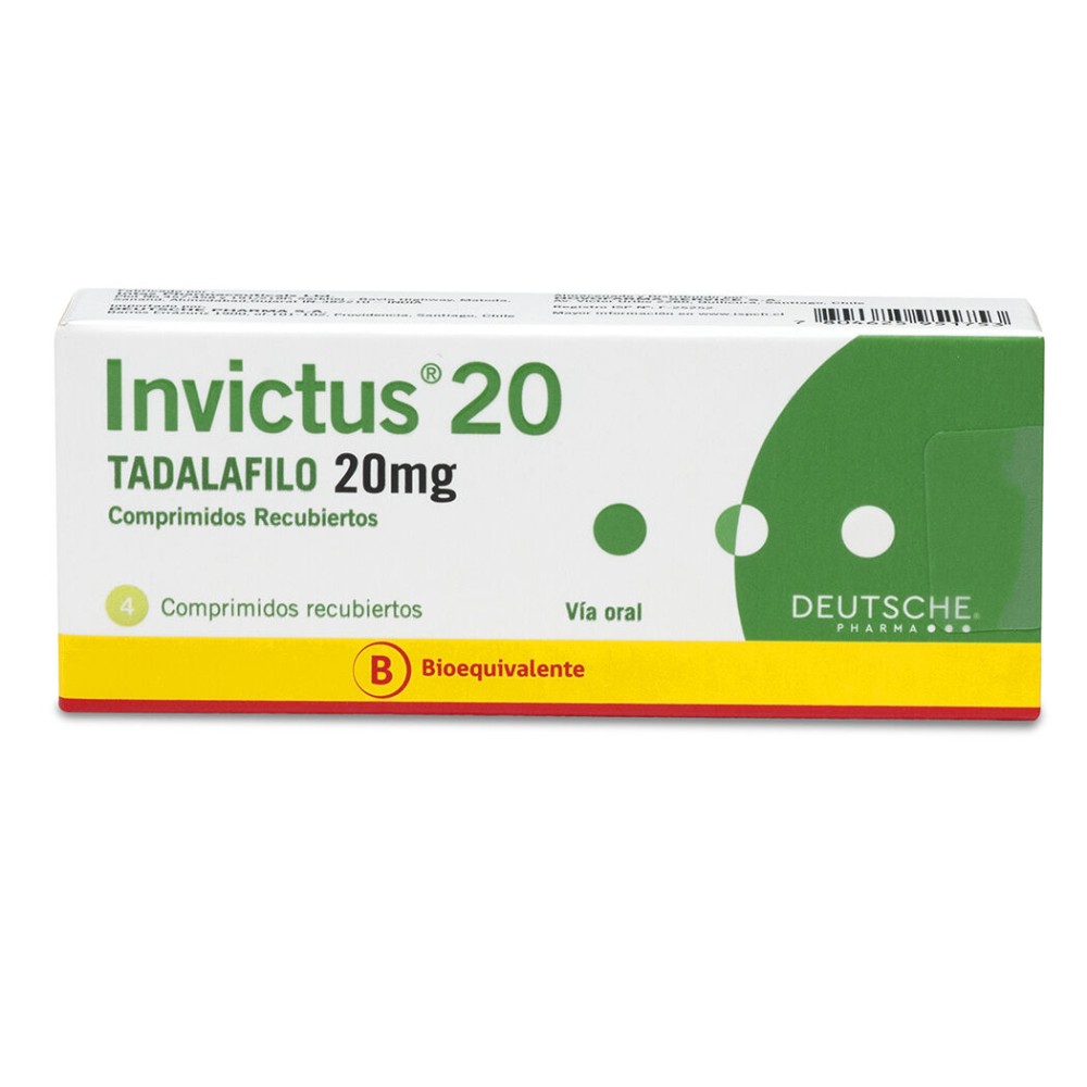 Invictus (B) Tadalafilo 20mg 4 Comprimidos Recubiertos