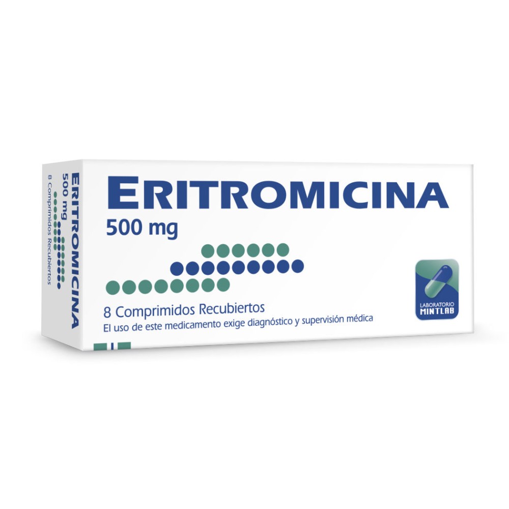 Eritromicina 500mg 8 Comprimidos Recubiertos  PRECIO UN MEDIDA $235