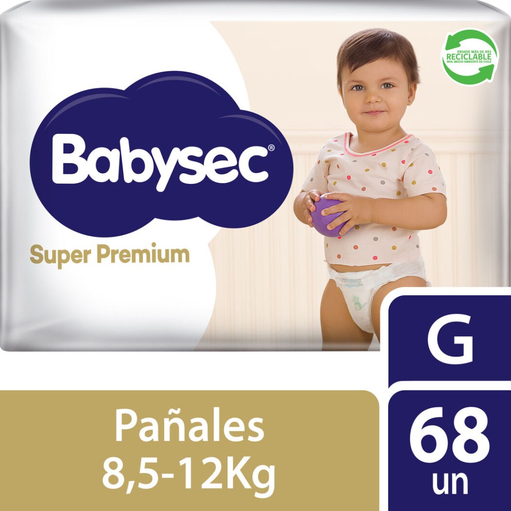 Pañales Babysec Super Premium Talla G 68 Unidades