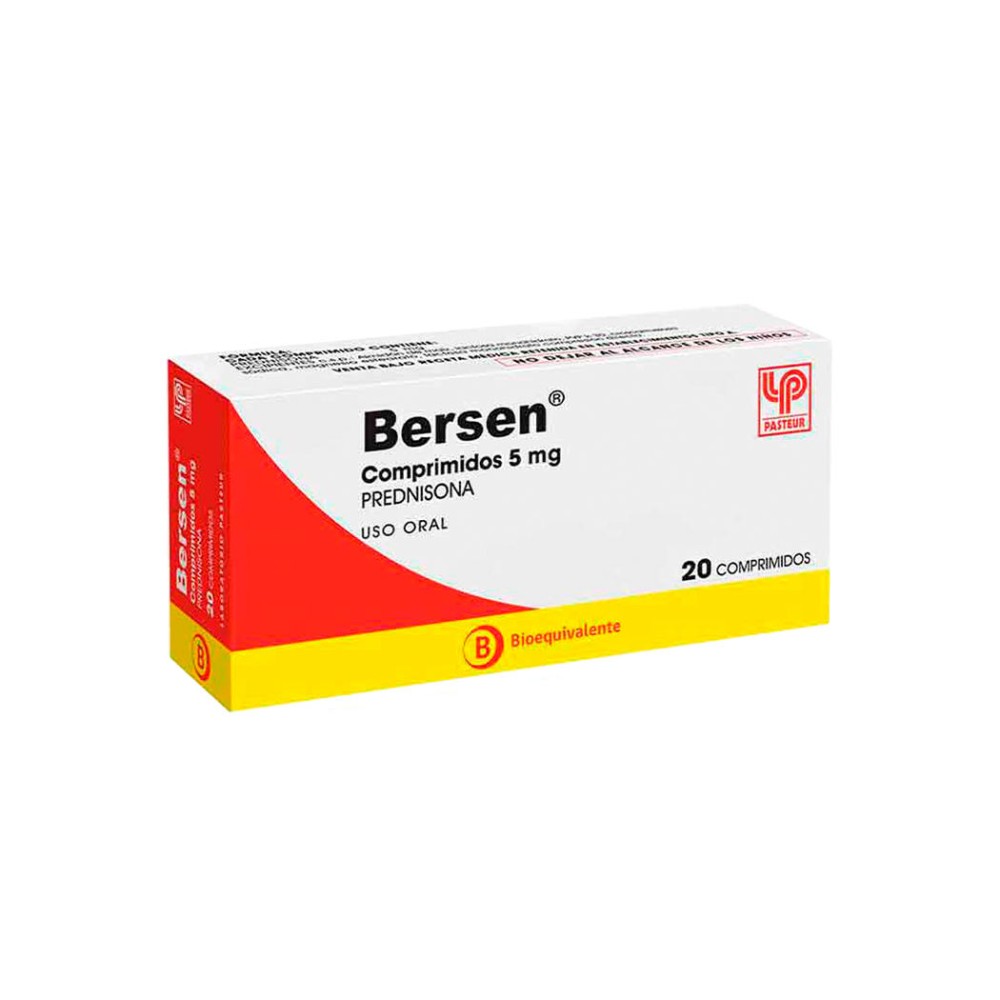 Bersen (B) Prednisona 5mg 20 Comprimidos PRECIO UN MEDIDA $176 Bersen (B) Prednisona 5mg 20 Comprimidos PRECIO UN MEDIDA $176