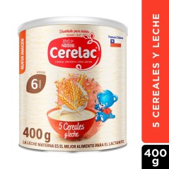 Cereal Infantil Cerelac 5 Cereales y Leche 400g