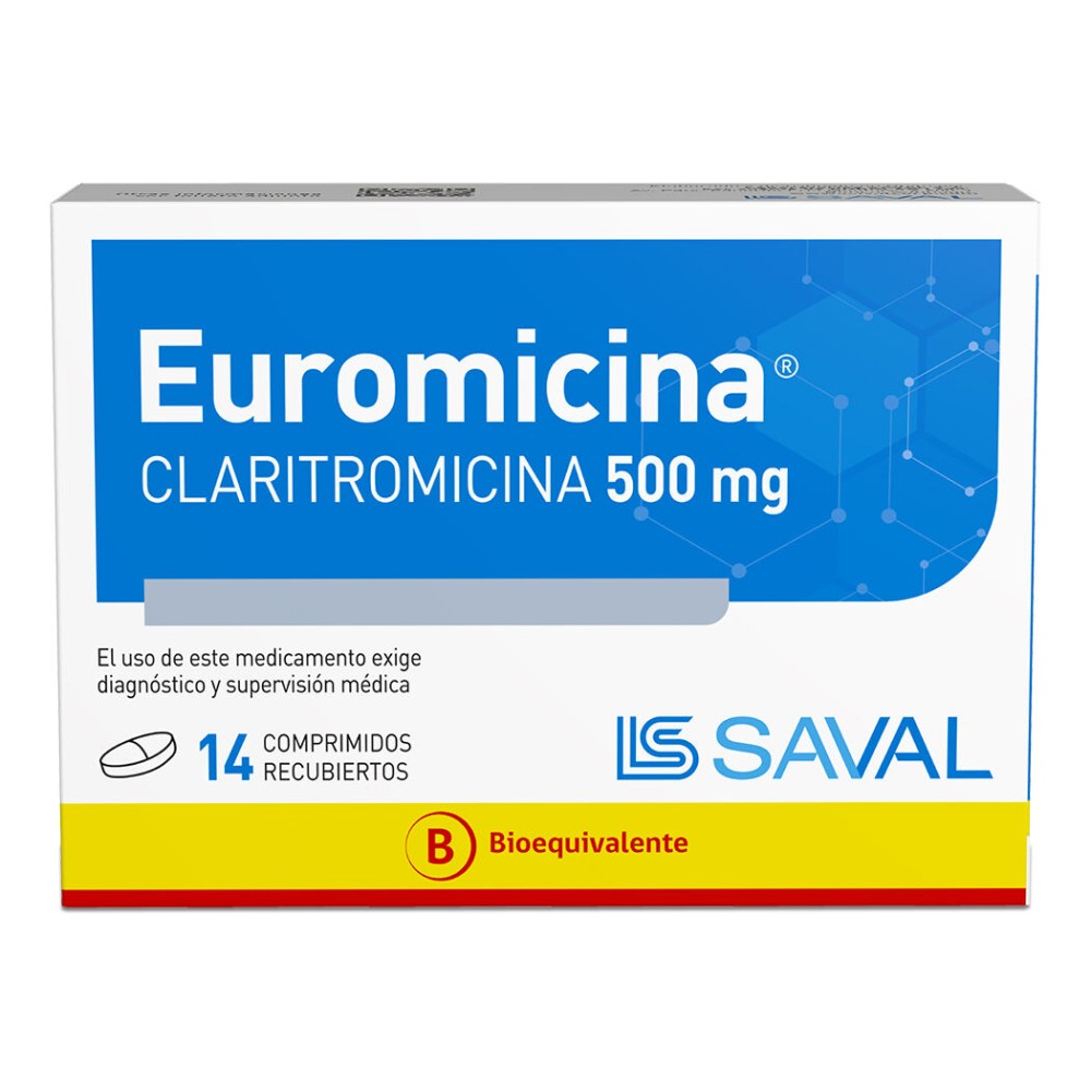 Euromicina (B) Claritromicina 500mg 14 Comprimidos Recubiertos