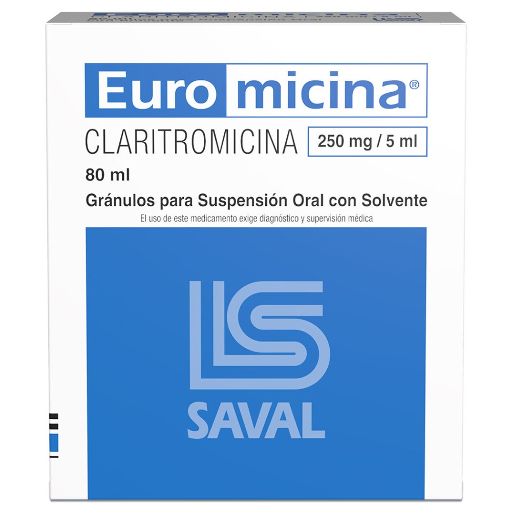 Euromicina Claritromicina 250mg/5ml Suspensión Oral 80ml
