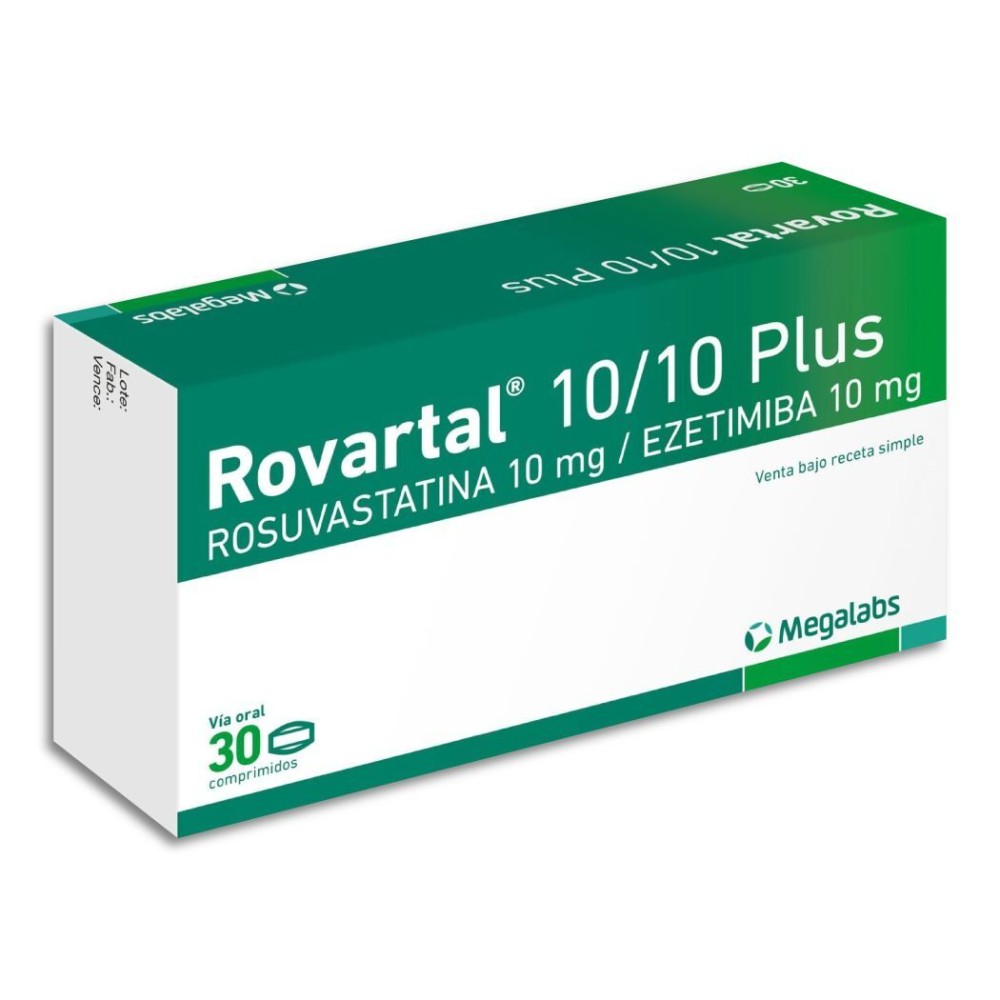 Rovartal 10/10 Plus Ezetimiba / Rosuvastatina 30 Comprimidos