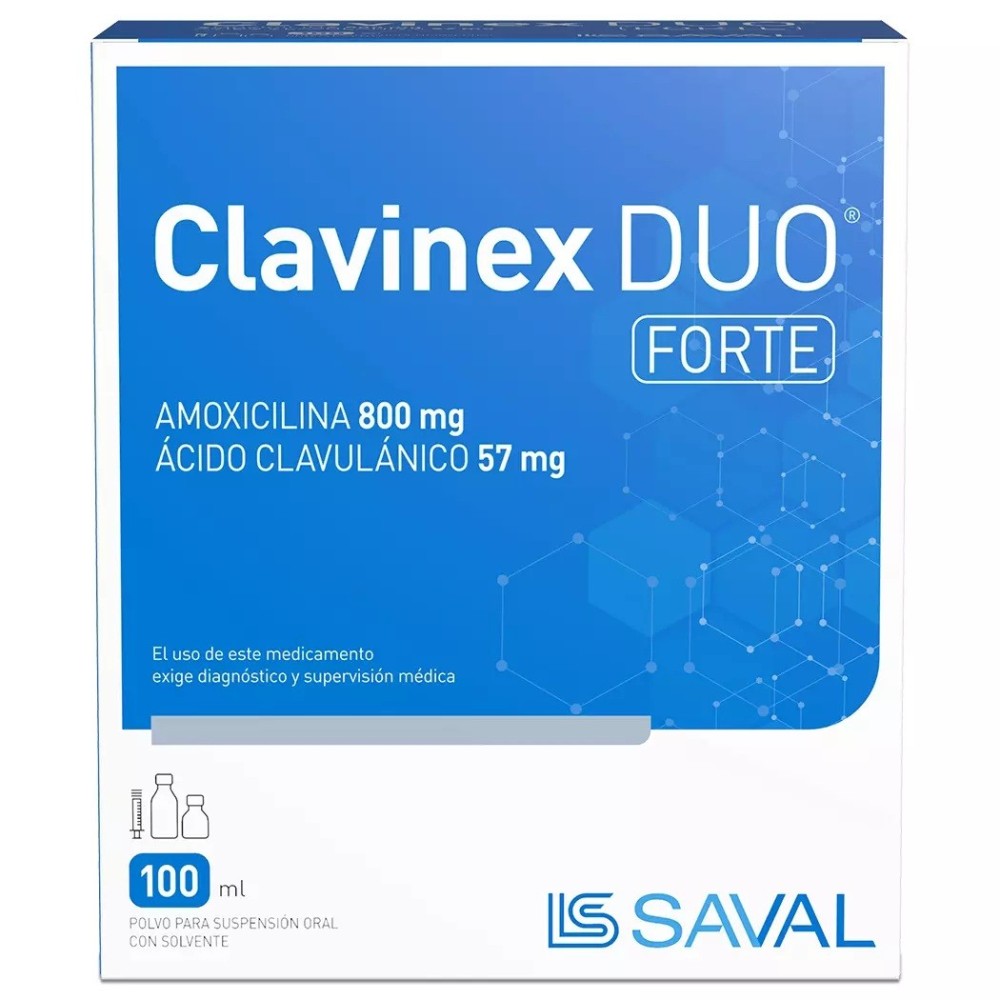 Clavinex Duo Forte Amoxicilina / Ácido Clavulánico 800/57 Suspensión Oral 100ml