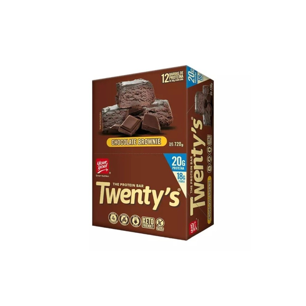 BARRA DE PROTEINA CHOCOLATE BROWNIE X 12 UND X 60 GR TWENTYS